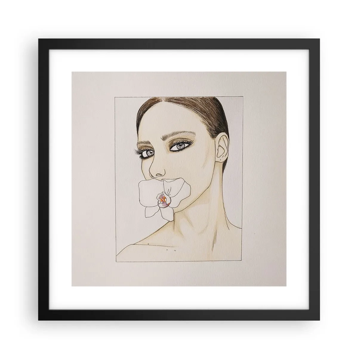 Pôster com moldura preta - Símbolo de elegância e beleza - 40x40 cm