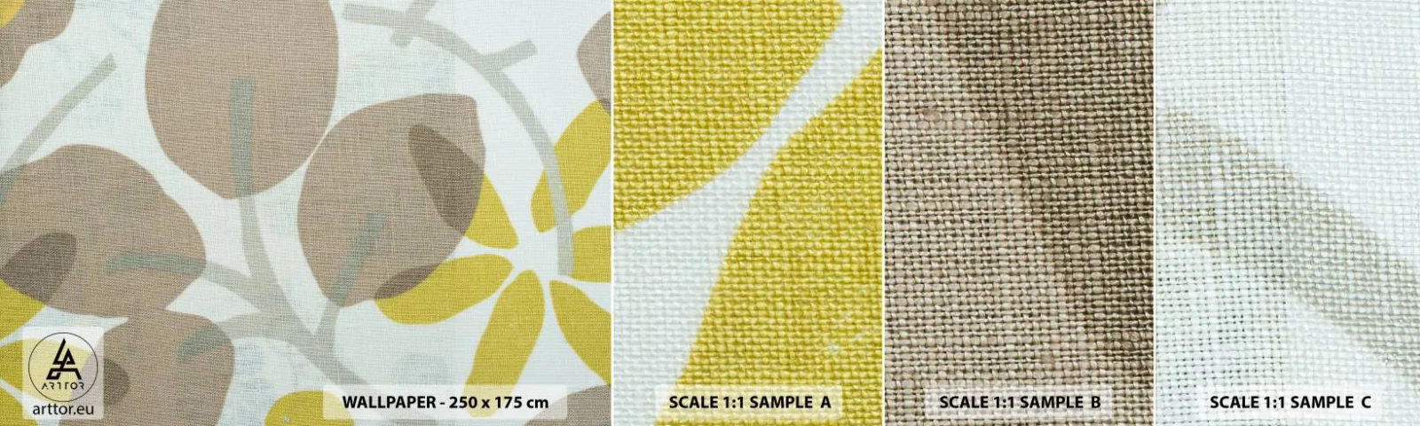 Amostra de Papel de Parede Standard Eco - Composição a pleno sol - Boho, Flores, Minimalismo - 100x30 cm