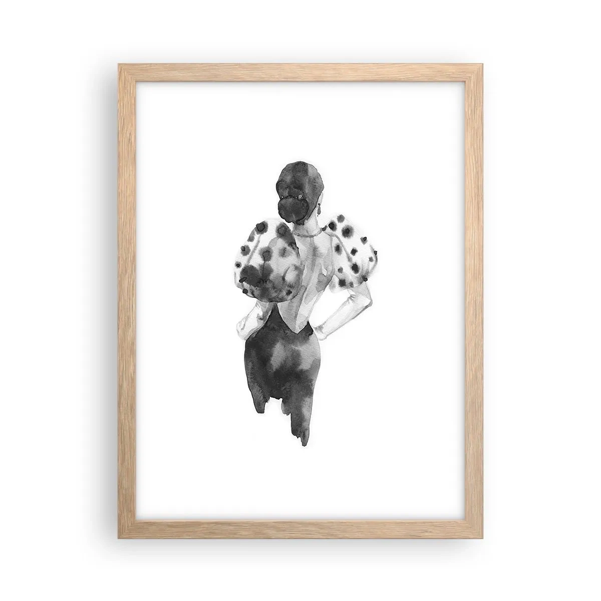 Pôster com moldura de carvalho claro - Ela passou por aqui - 30x40 cm