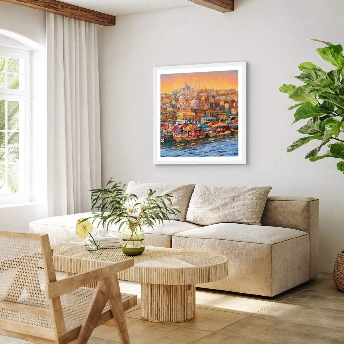 Pôster em moldura branca - Conto de Istambul - 40x40 cm