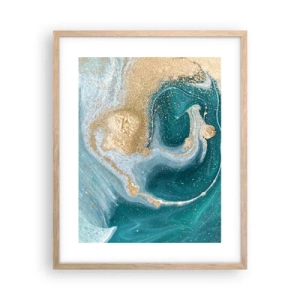 Pôster com moldura de carvalho claro - Um vórtice de ouro e turquesa - 40x50 cm