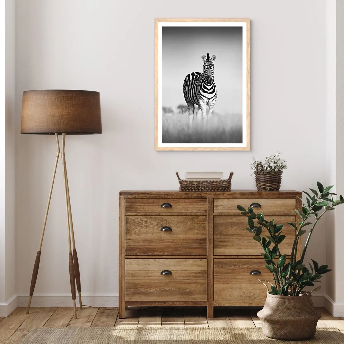 Pôster com moldura de carvalho claro - De fato, o mundo é a preto e branco - 50x70 cm