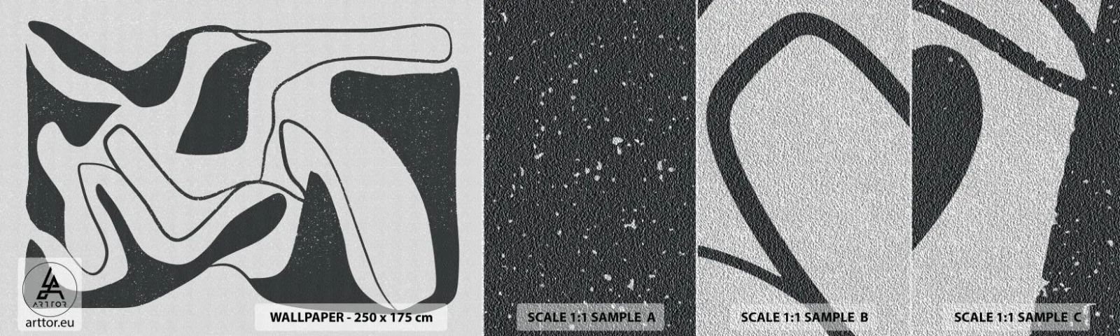 Amostra de papel de parede Premium Sand - Labirinto abstrato divertido - Boho, Minimalismo, Pedaço - 100x30 cm