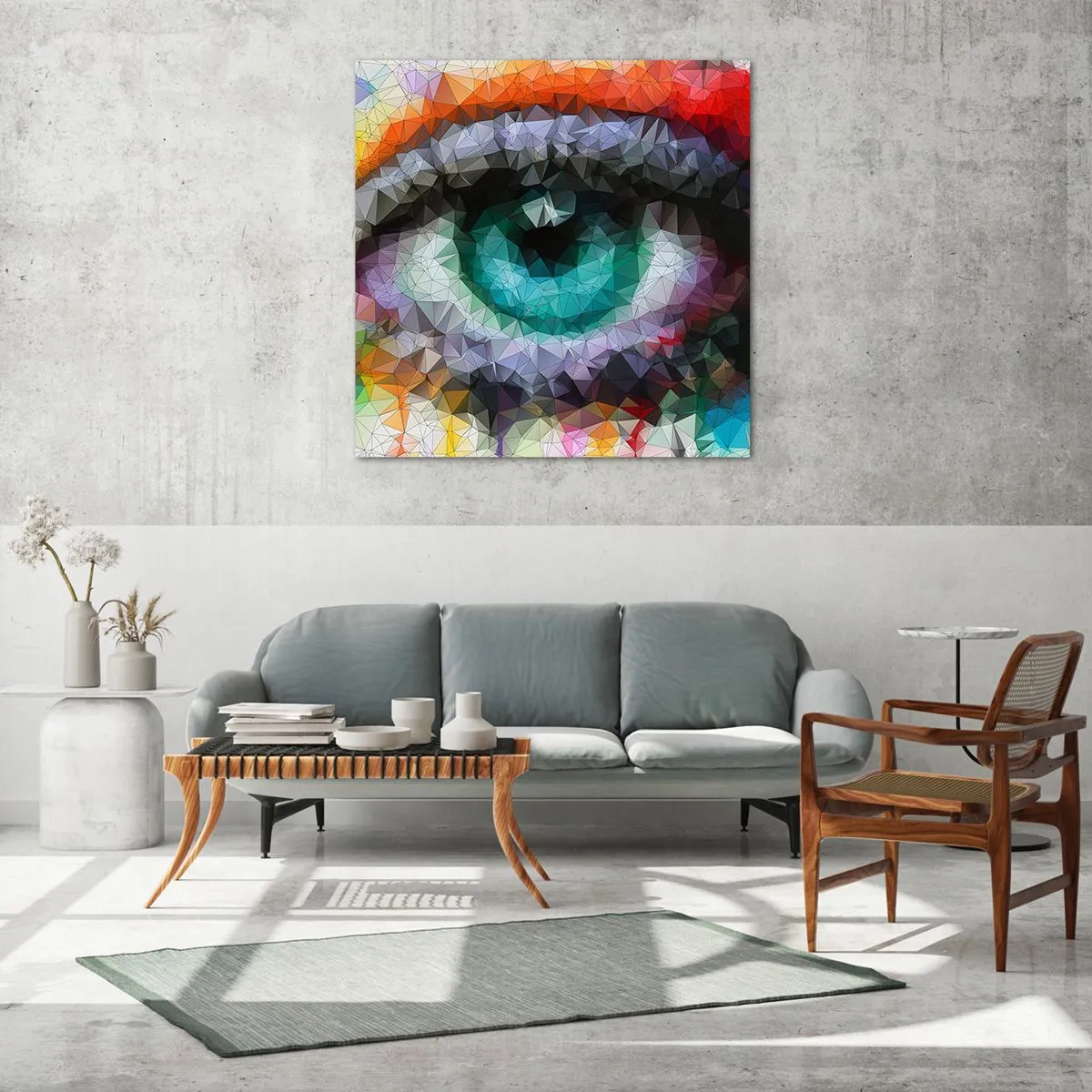 Quadro em vidro - O brilho cristalino dos olhos - 70x70 cm