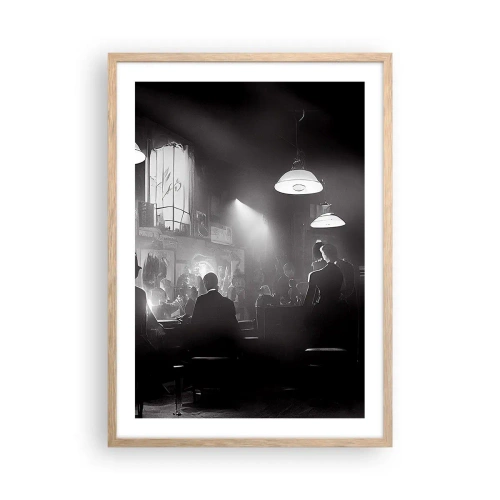 Pôster com moldura de carvalho claro - Em uma atmosfera de jazz - 50x70 cm
