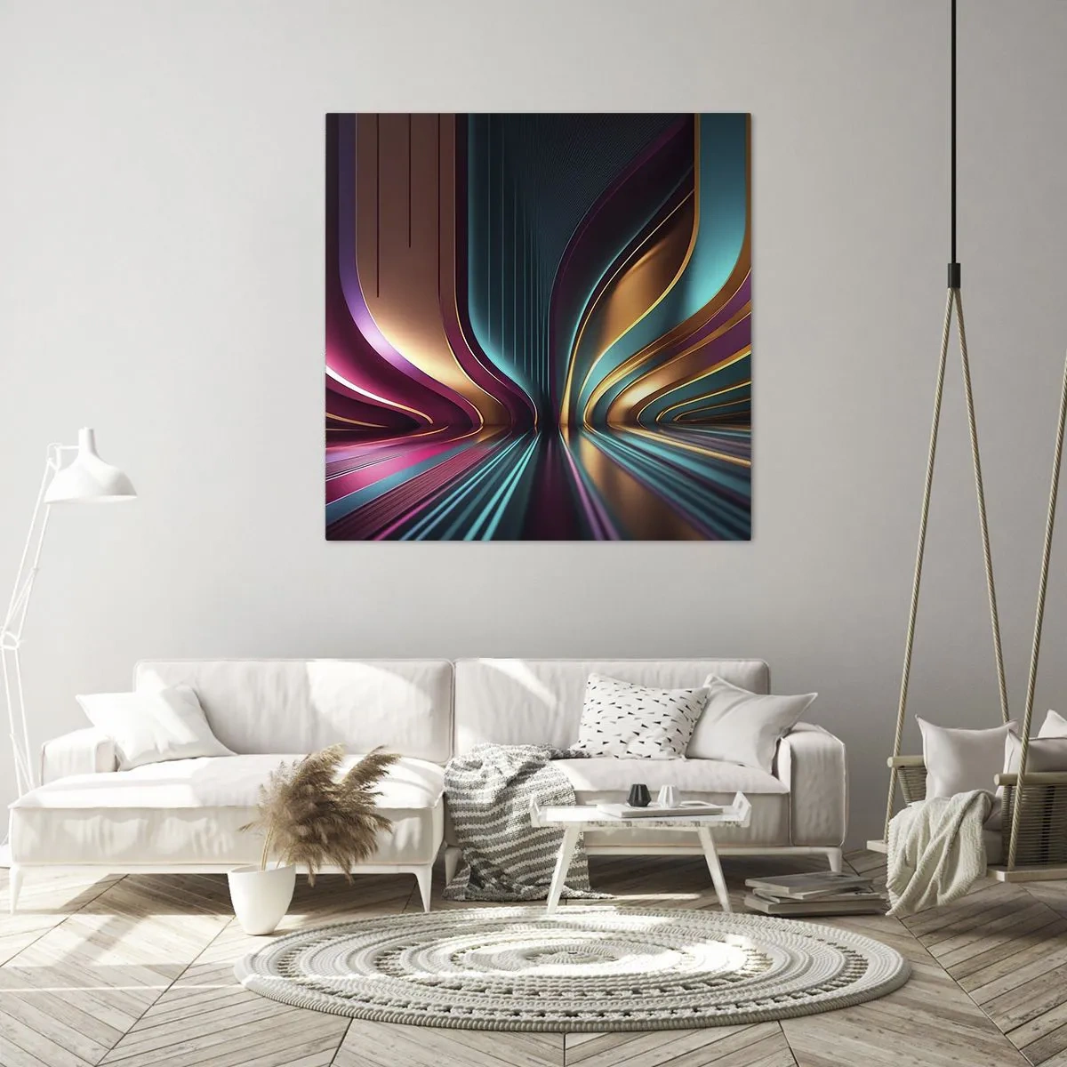 Quadro em tela - Arquitetura de luz - 70x70 cm