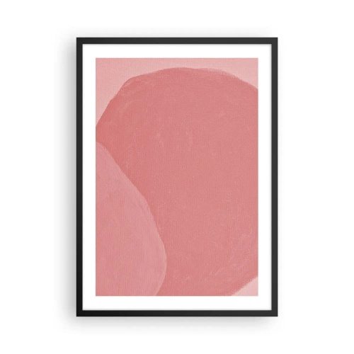 Pôster com moldura preta - Composição abstrata em tons de rosa - 50x70cm - Composição orgânica em rosa - Decoração de parede moderna para a sala de estar e quarto ARTTOR