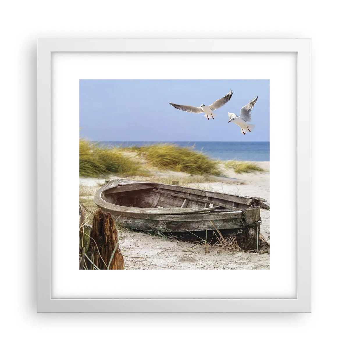 Pôster em moldura branca - Banhado pelo vento - 30x30 cm