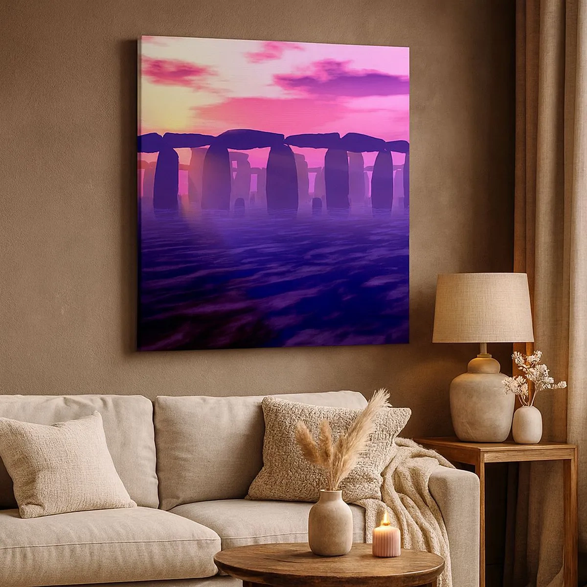 Quadro em tela - O mistério do amanhecer no nevoeiro - 30x30 cm