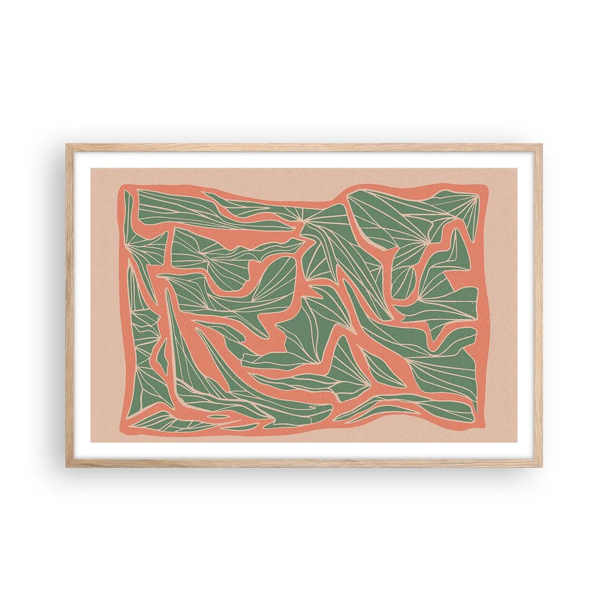 Pôster com moldura de carvalho claro - A luta entre coral e vegetação - 91x61 cm