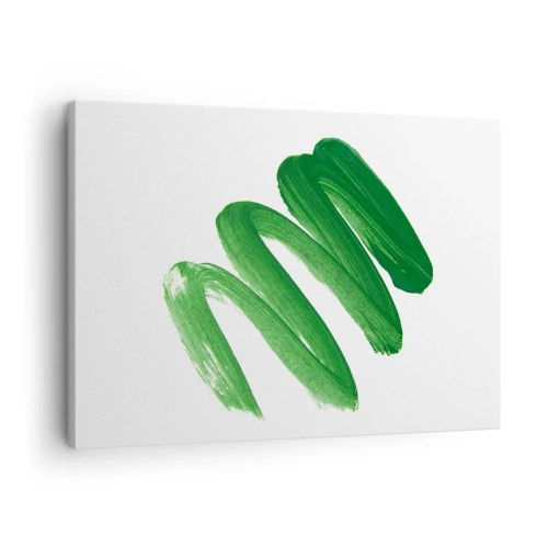 Quadro em tela - Pincelada abstrata verde sobre fundo branco - 70x50cm - Piada verde - Decoração de parede moderna para a sala de estar e quarto ARTTOR