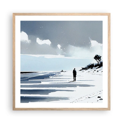 Pôster com moldura de carvalho claro - Sozinho - 60x60 cm