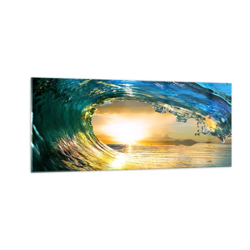Quadro em vidro - Em cristal esmeralda dourado - 100x40 cm