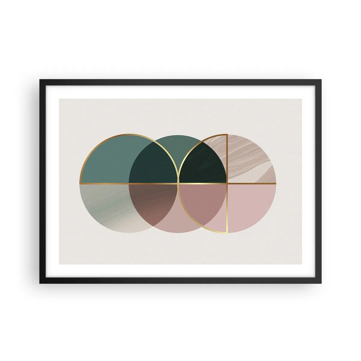 Pôster com moldura preta - Círculo entre círculos… - 70x50 cm