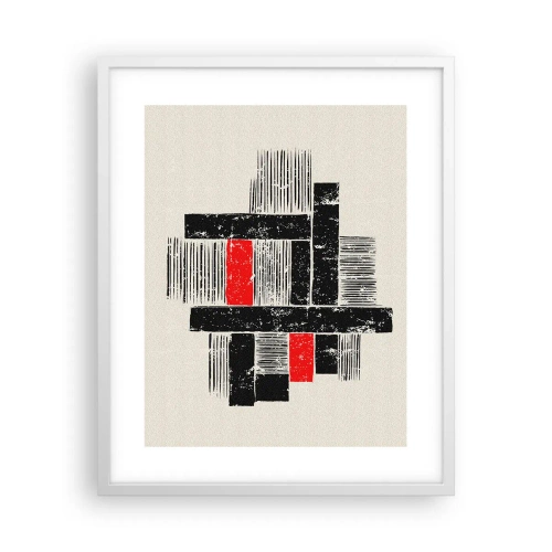 Pôster em moldura branca - Vermelho e preto - 40x50 cm