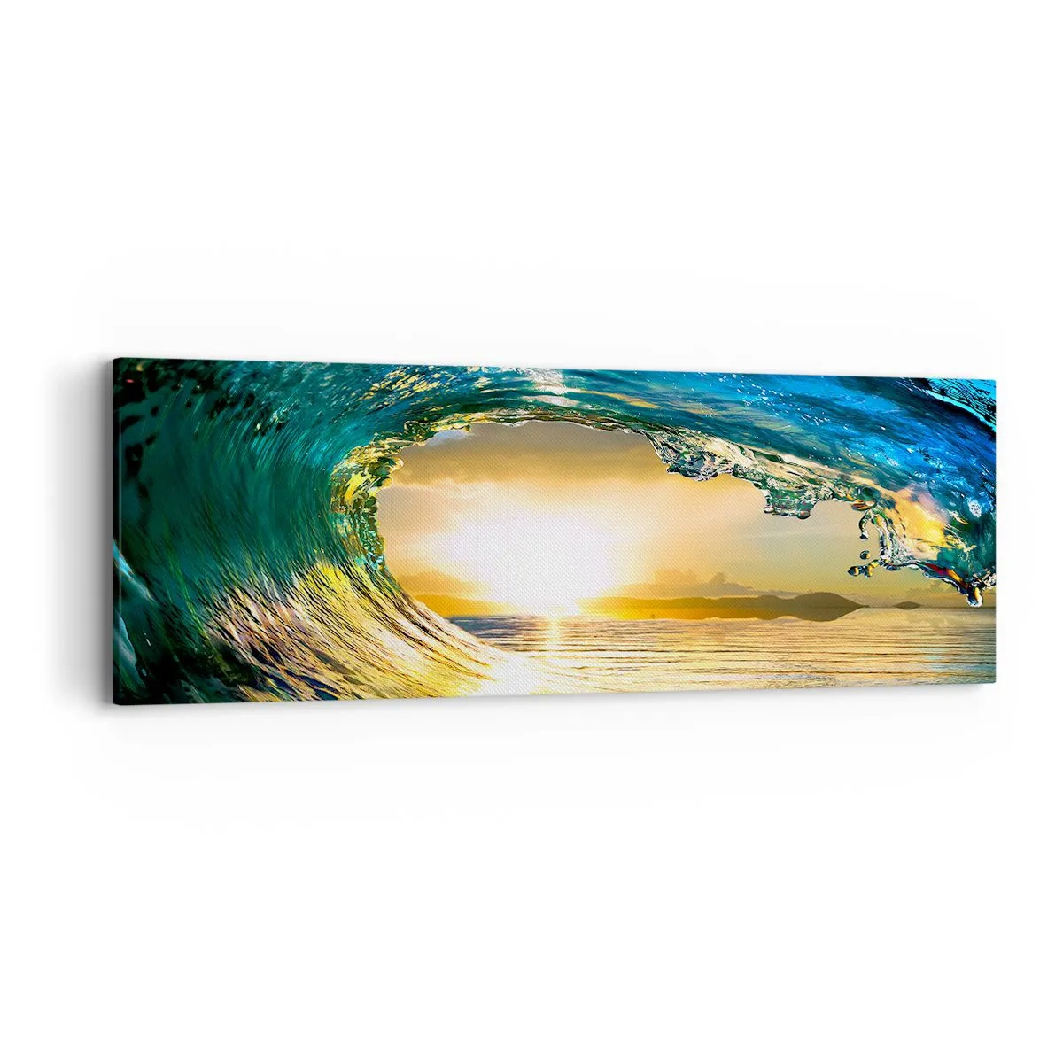 Quadro em tela - Em cristal esmeralda dourado - 90x30 cm