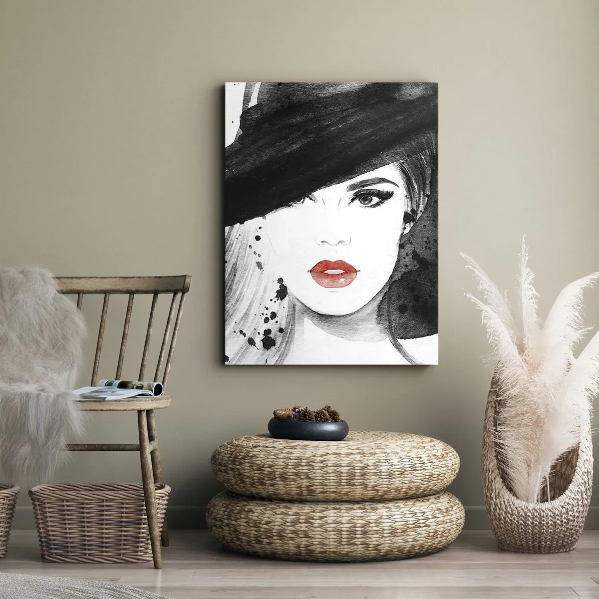 Quadro em tela - Dama de Preto - 50x70 cm