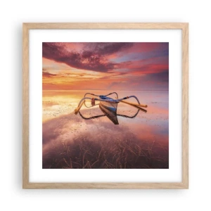 Pôster com moldura de carvalho claro - A calma de uma noite tropical - 40x40 cm