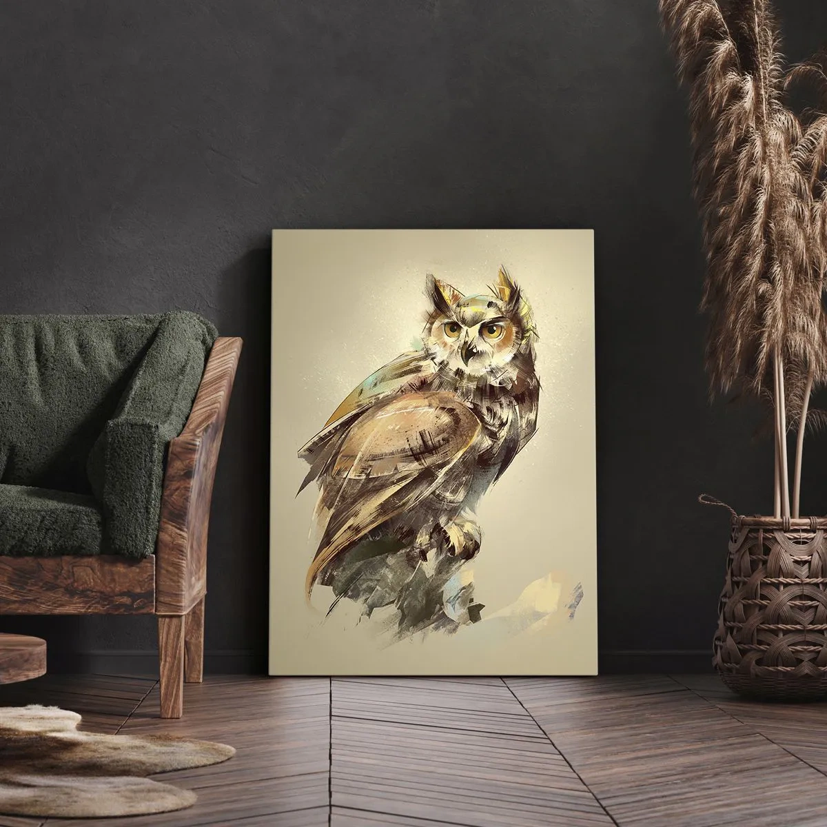 Quadro em tela - A coruja mais inteligente - a floresta confirma - 50x70 cm
