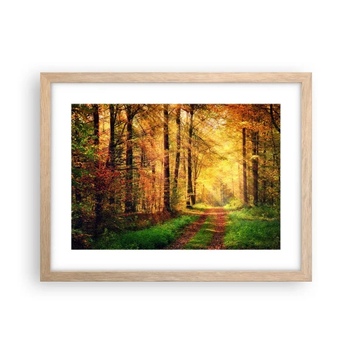 Pôster com moldura de carvalho claro - Silêncio dourado da floresta - 40x30 cm