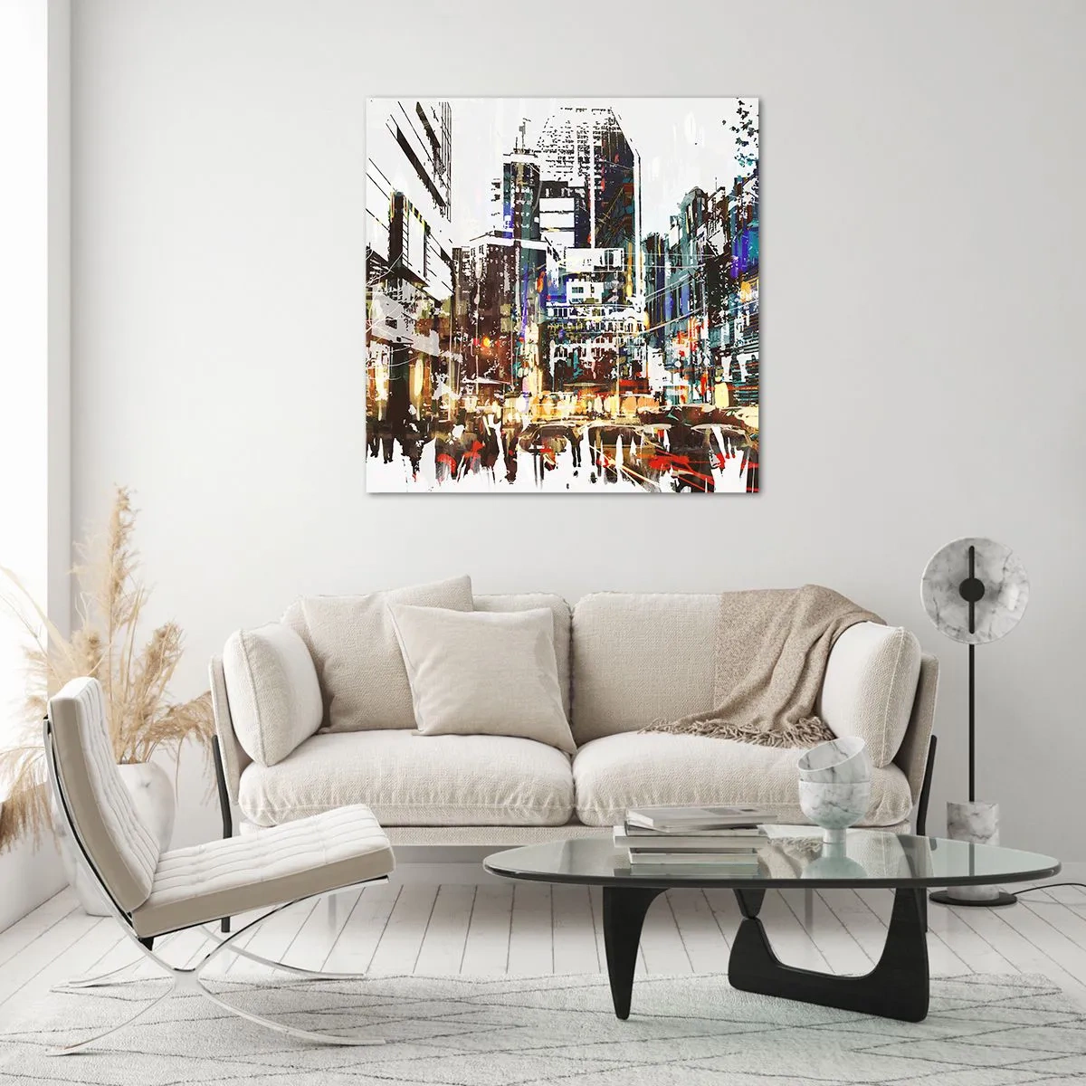 Quadro em vidro - Cidade cintilante - 30x30 cm