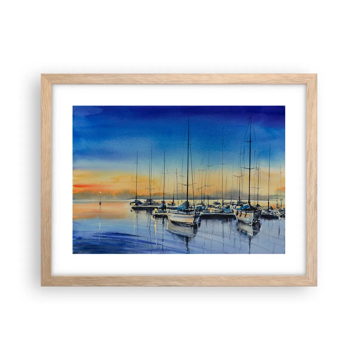 Pôster com moldura de carvalho claro - Fim de um bom dia - 40x30 cm