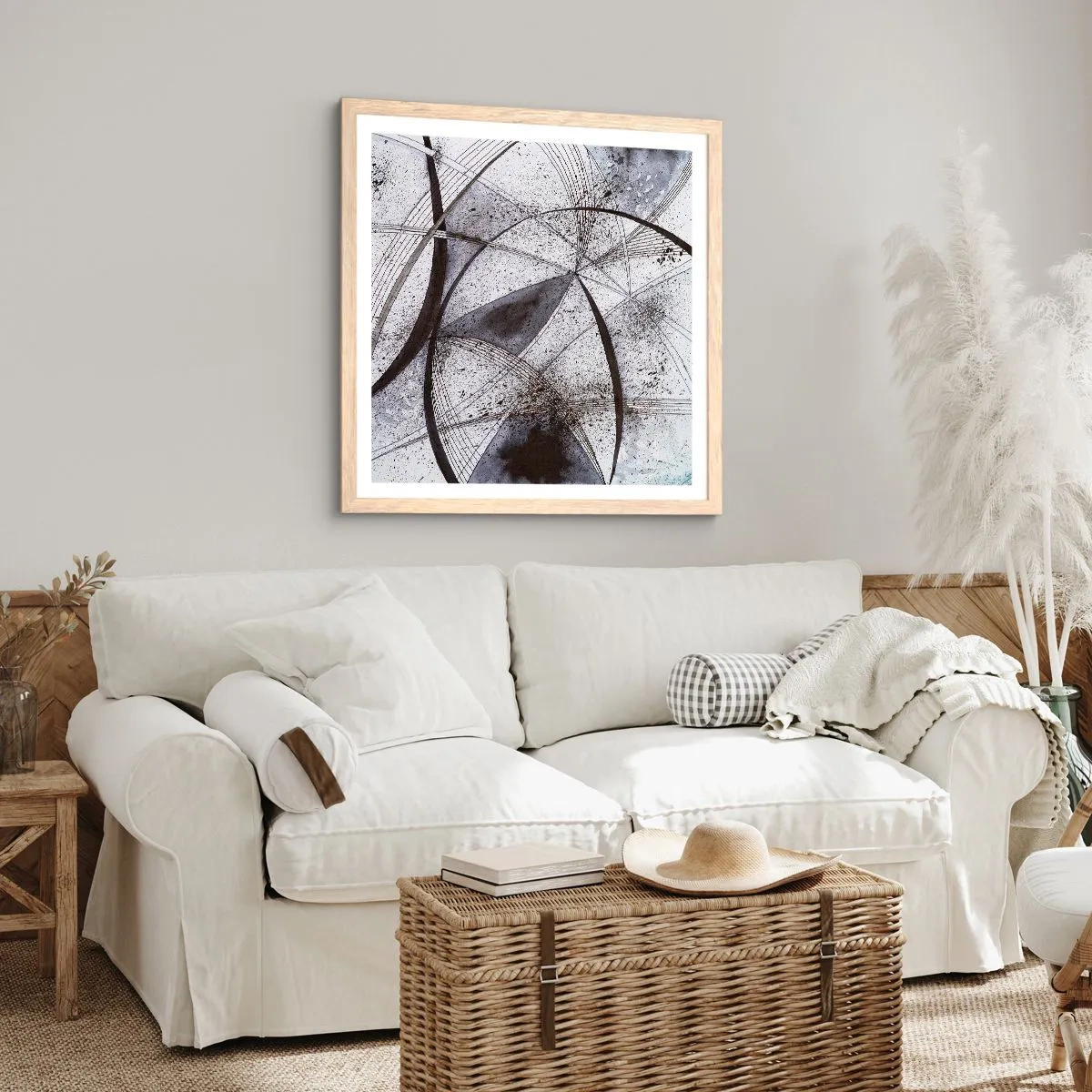 Pôster com moldura de carvalho claro - Fantasia futurista - 30x30 cm