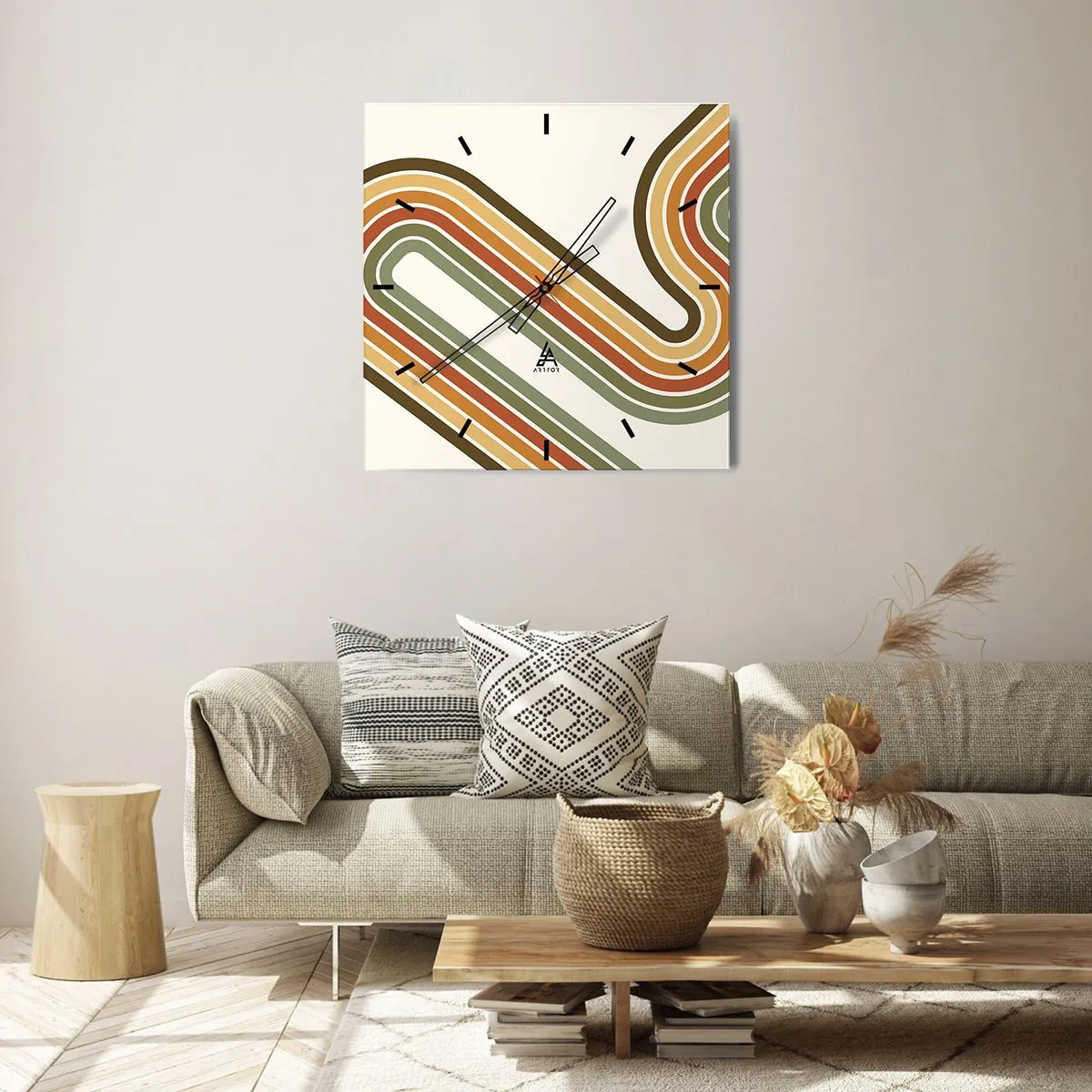 Relógio de parede - Relógio em vidro - Ziguezague para o destino - 30x30 cm