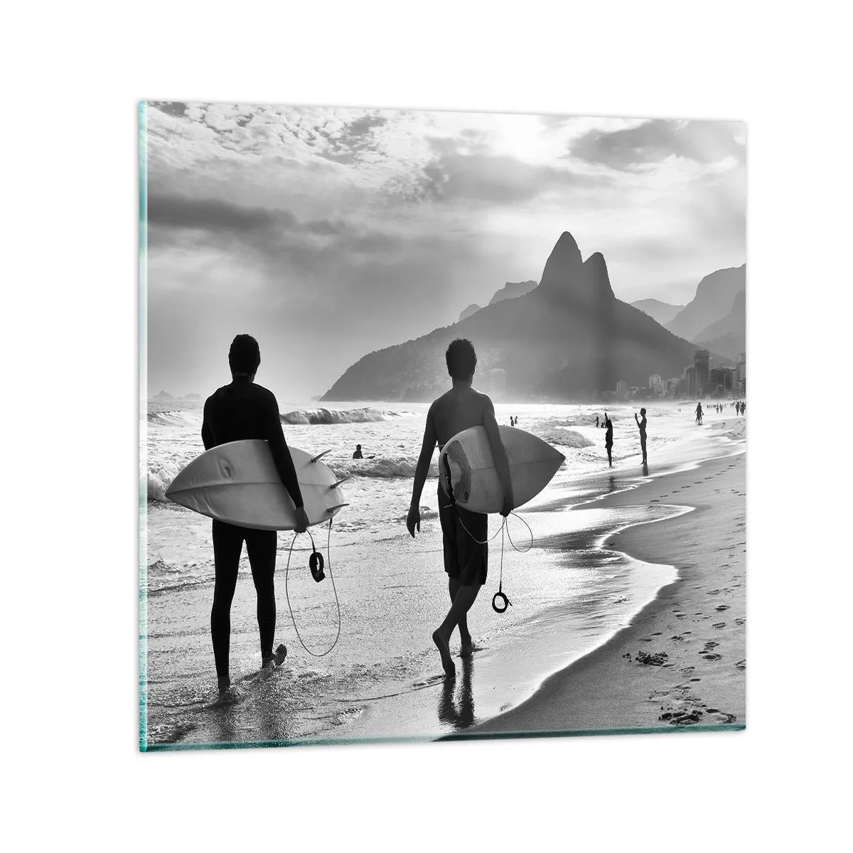 Quadro em vidro - Samba para uma onda - 60x60 cm