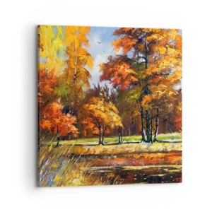 Quadro em tela - Paisagem em ouro e bronze - 70x70 cm