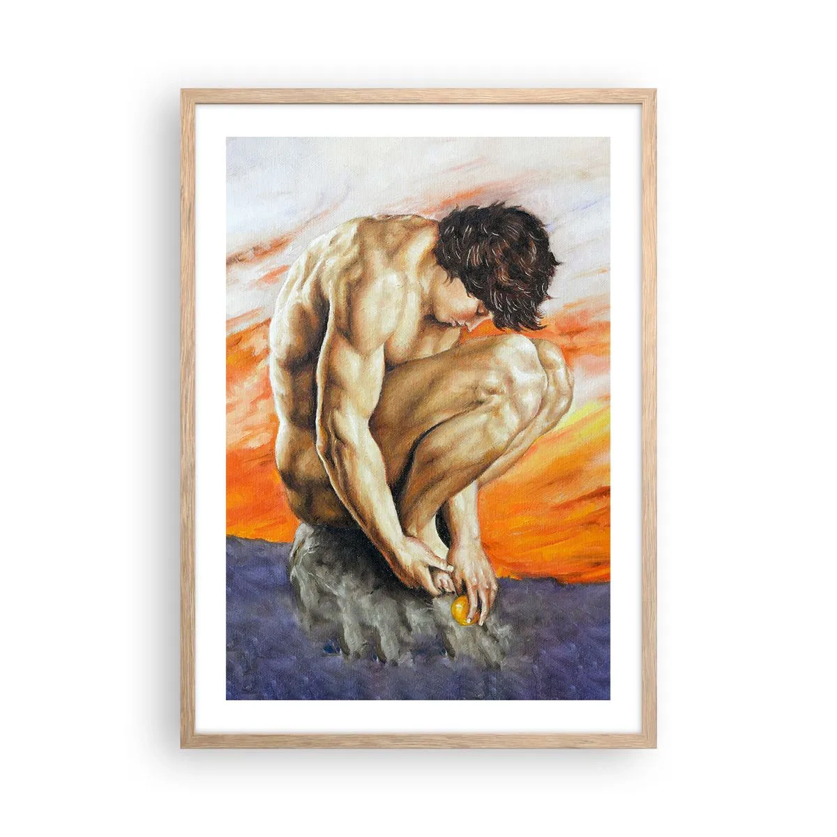 Pôster com moldura de carvalho claro - Imerso em si mesmo - 50x70 cm