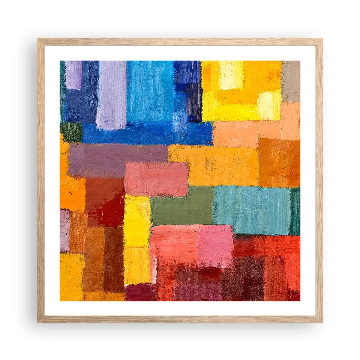 Pôster com moldura de carvalho claro - Cada um diferente, todos coloridos - 60x60 cm