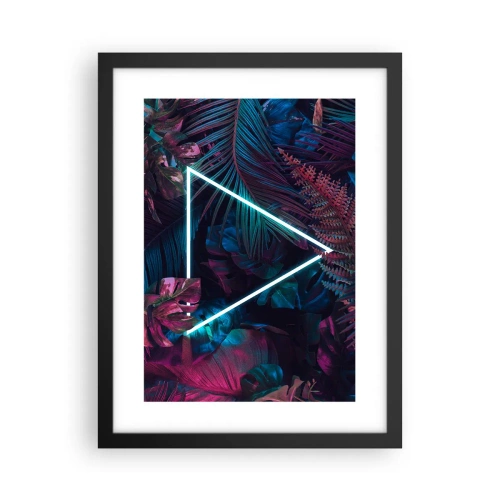 Pôster com moldura preta - Jardim estilo discoteca - 30x40 cm