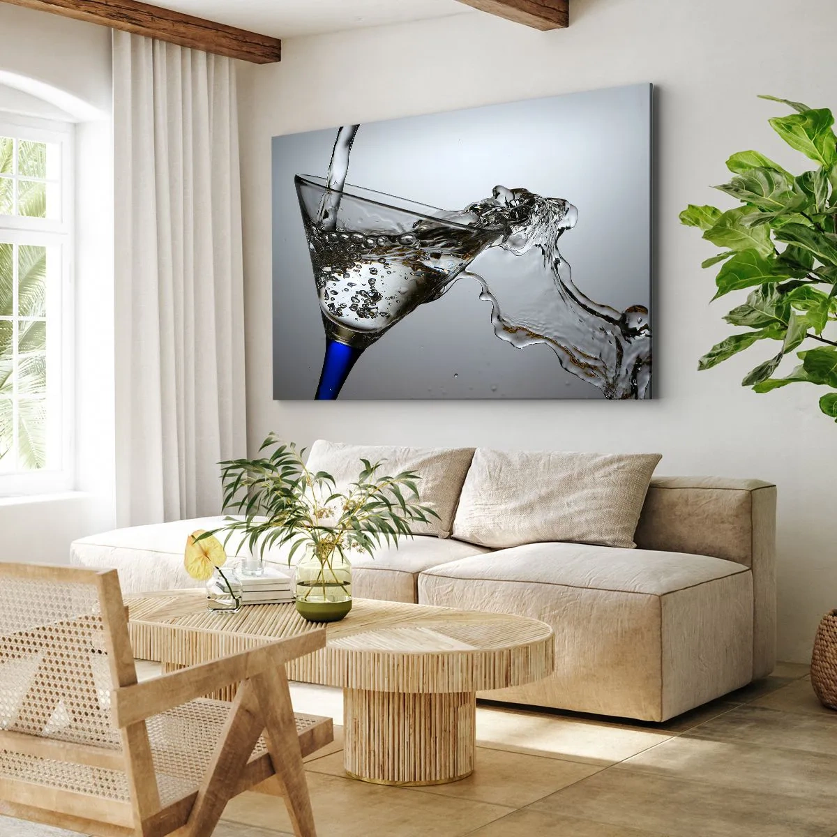 Quadro em tela - Água cristalina em vidro cristal - 100x70 cm