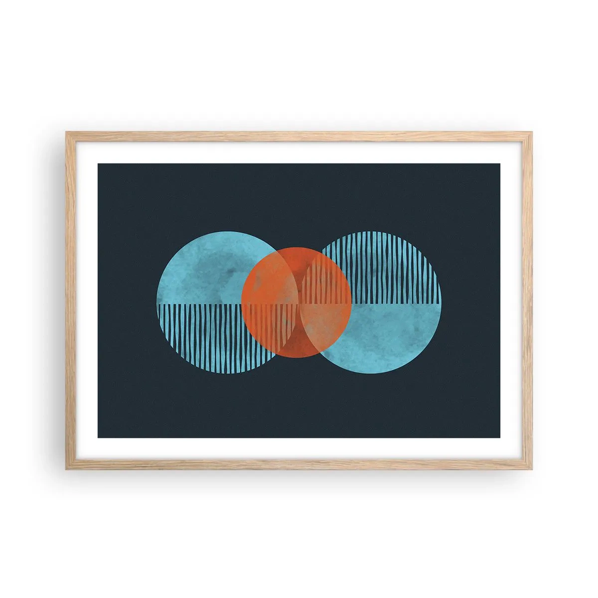 Pôster com moldura de carvalho claro - Obras de arte simétricas - 70x50 cm