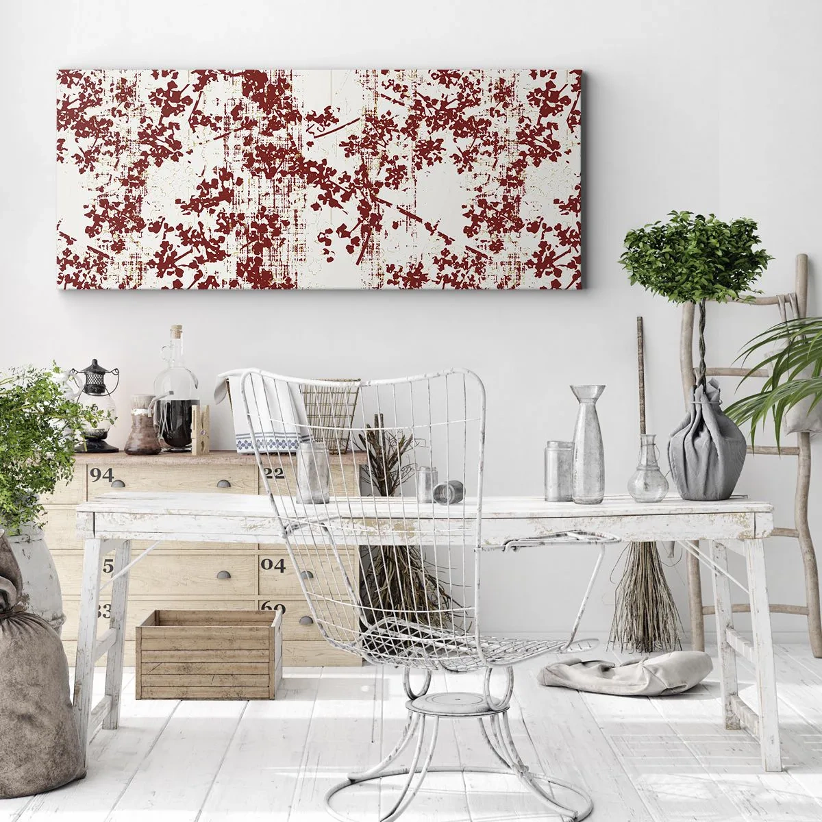 Quadro em tela - Como chita antiga - 100x40 cm