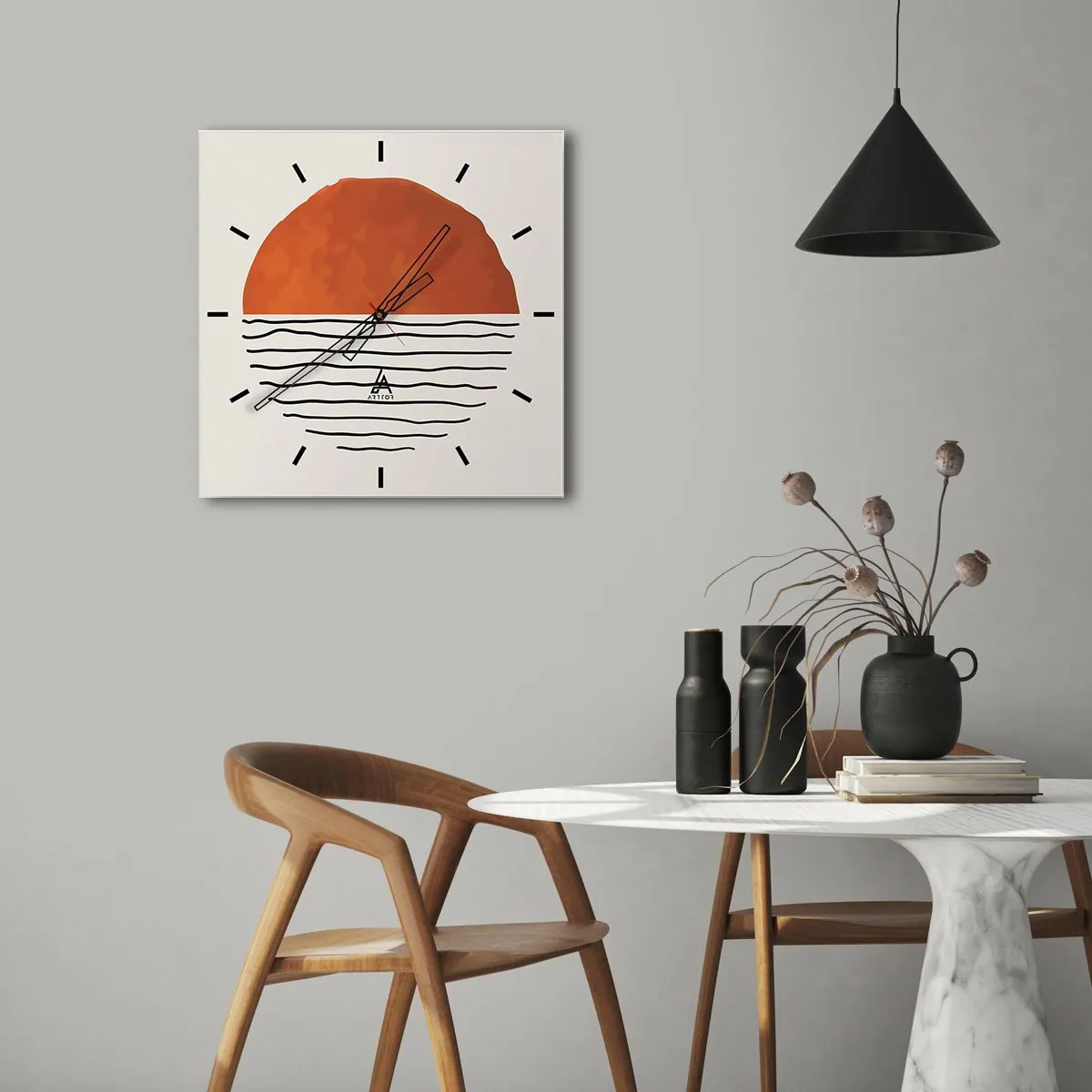 Relógio de parede - Relógio em vidro - No clima japonês - 40x40 cm