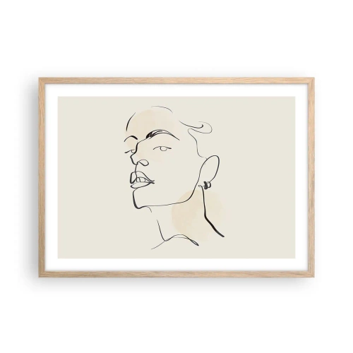 Pôster com moldura de carvalho claro - Olhar orgulhoso - 70x50 cm