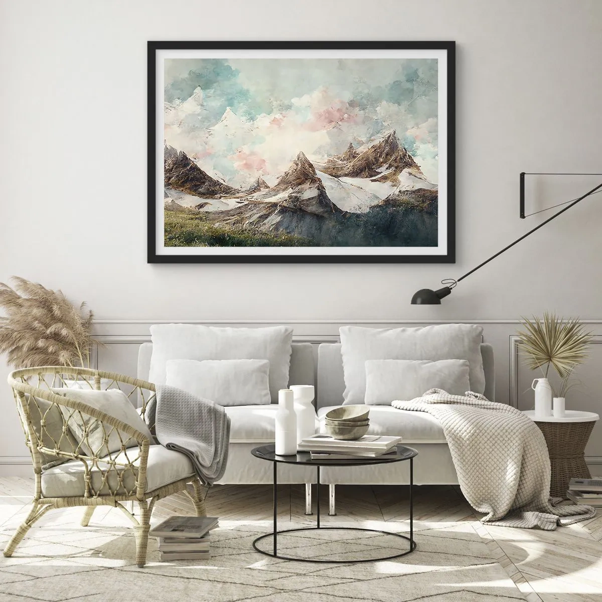 Pôster com moldura preta - Lâminas de rocha - 70x50 cm