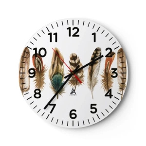 Relógio de parede - Relógio em vidro - Variações de penas - 30x30 cm