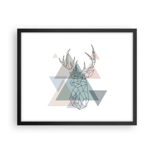 Pôster com moldura preta - Numa floresta geométrica - 50x40 cm