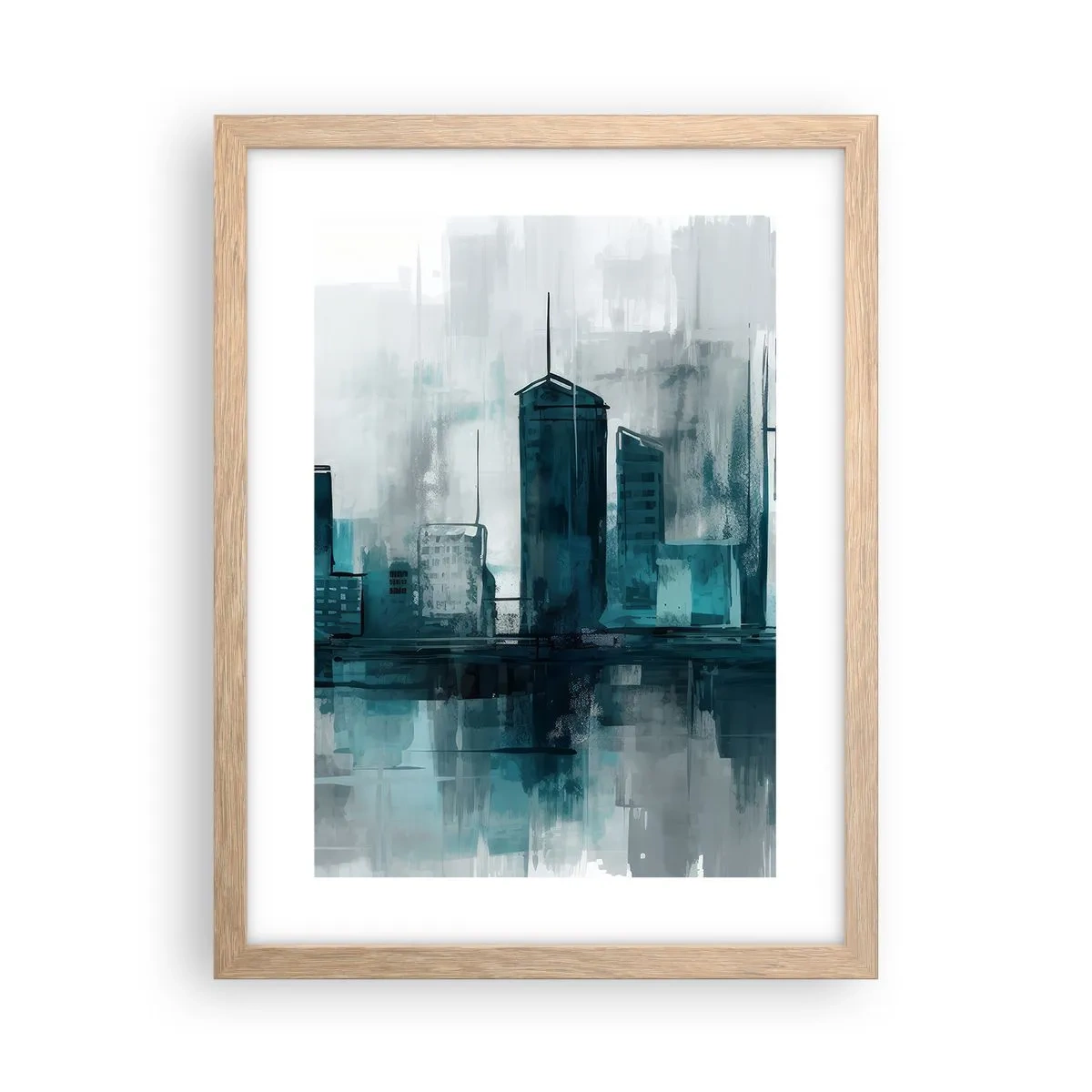 Pôster com moldura de carvalho claro - Uma cidade da cor da chuva - 30x40 cm