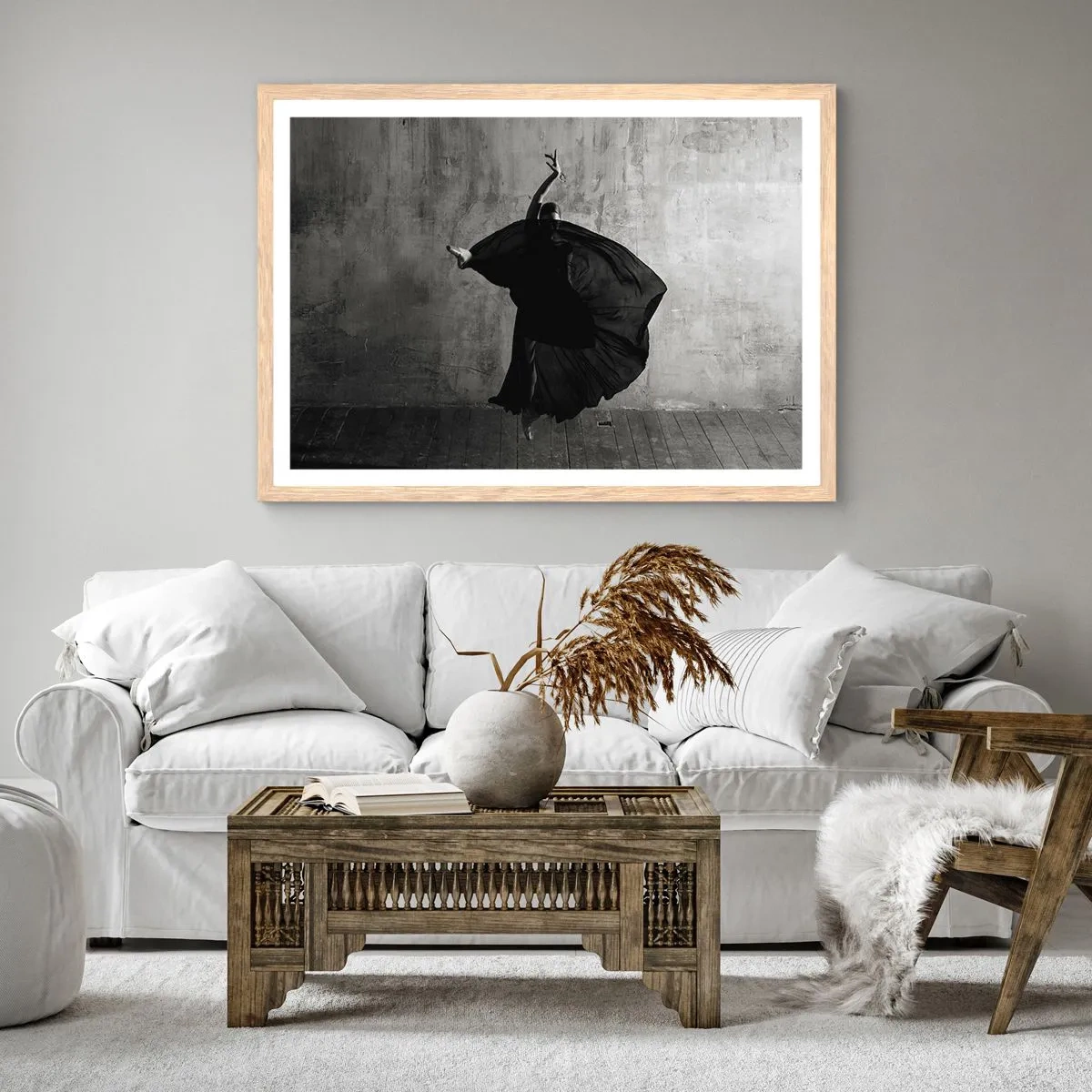 Pôster com moldura de carvalho claro - Cheio de paixão - 100x70 cm