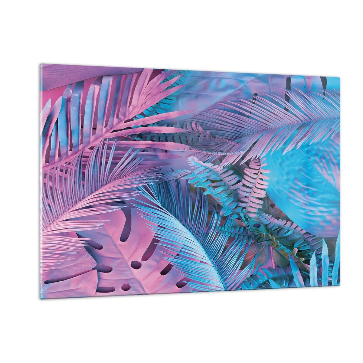 Quadro em vidro - Trópicos em rosa e azul - 120x80 cm