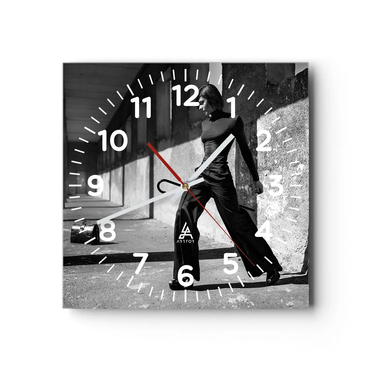 Relógio de parede - Relógio em vidro - Elegância urbana - 40x40 cm