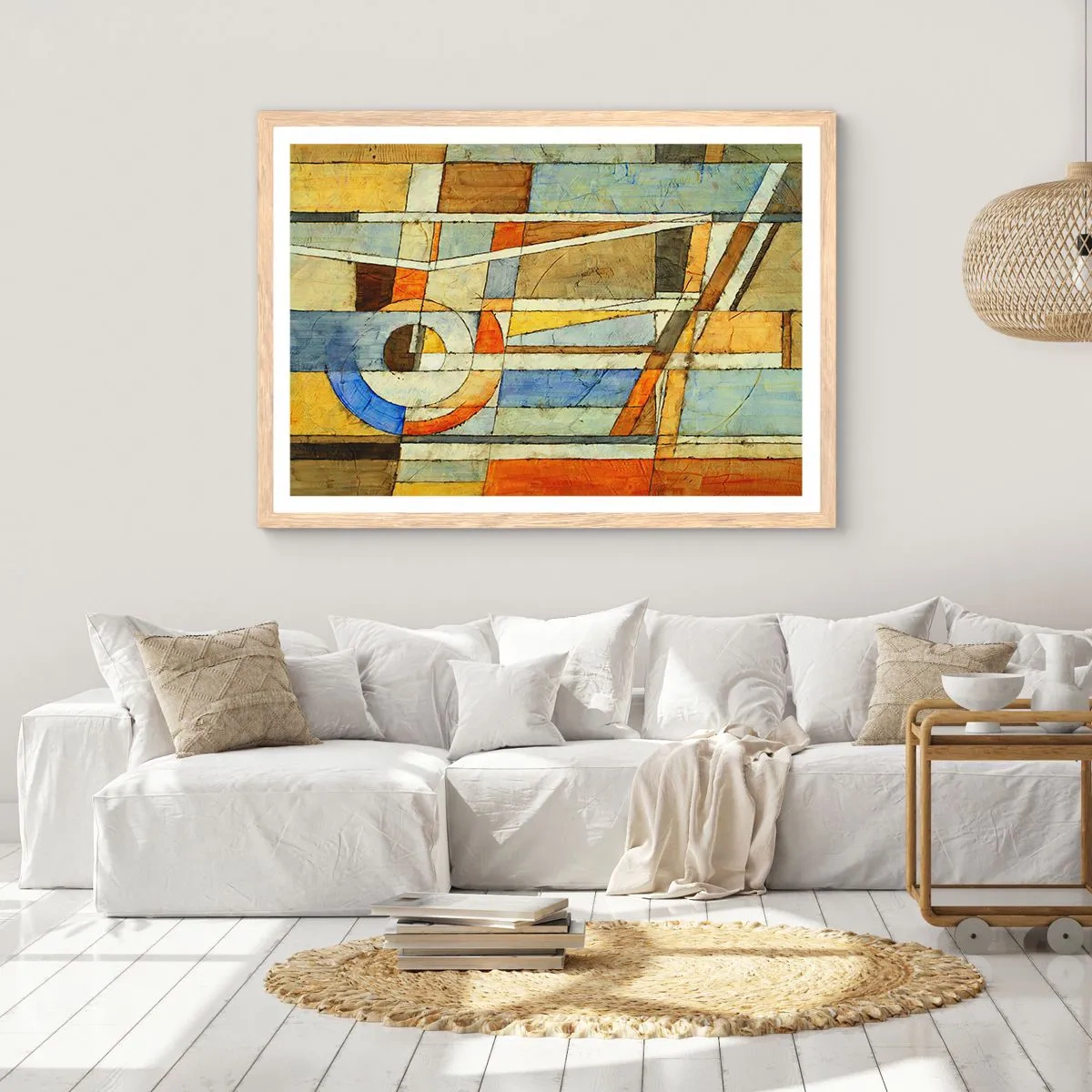 Pôster com moldura de carvalho claro - Cubismo em construção - 50x40 cm