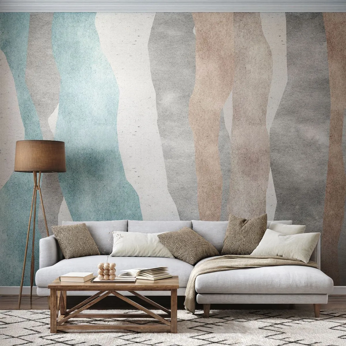 Papel de Parede Premium Sand - Um estudo de proximidade - Pastel, Minimalista, Linhas - 350x256 cm