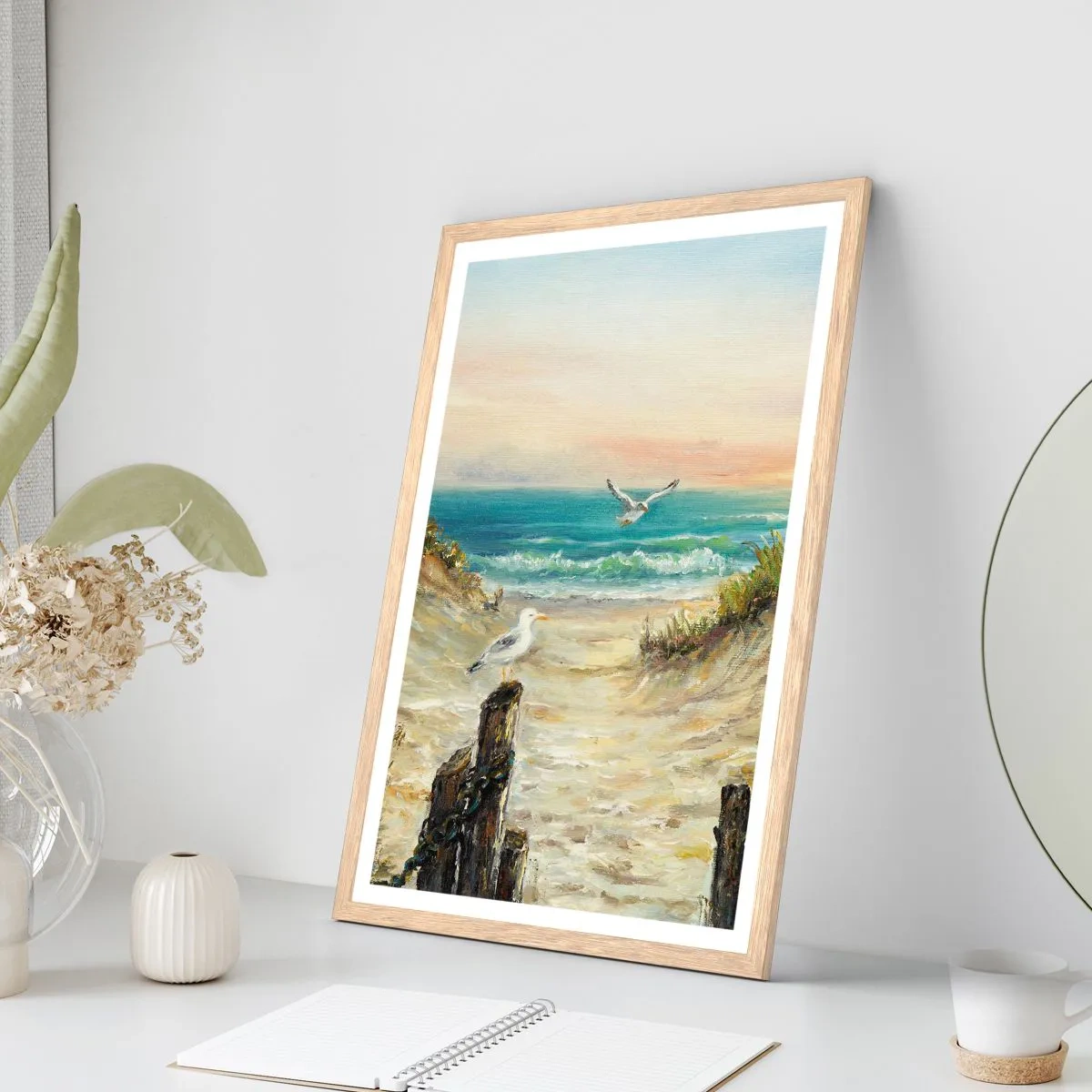 Pôster com moldura de carvalho claro - Refúgio sem vento - 50x70 cm