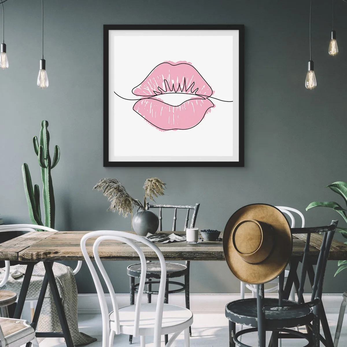 Pôster com moldura preta - Pronto para beijar? - 30x30 cm