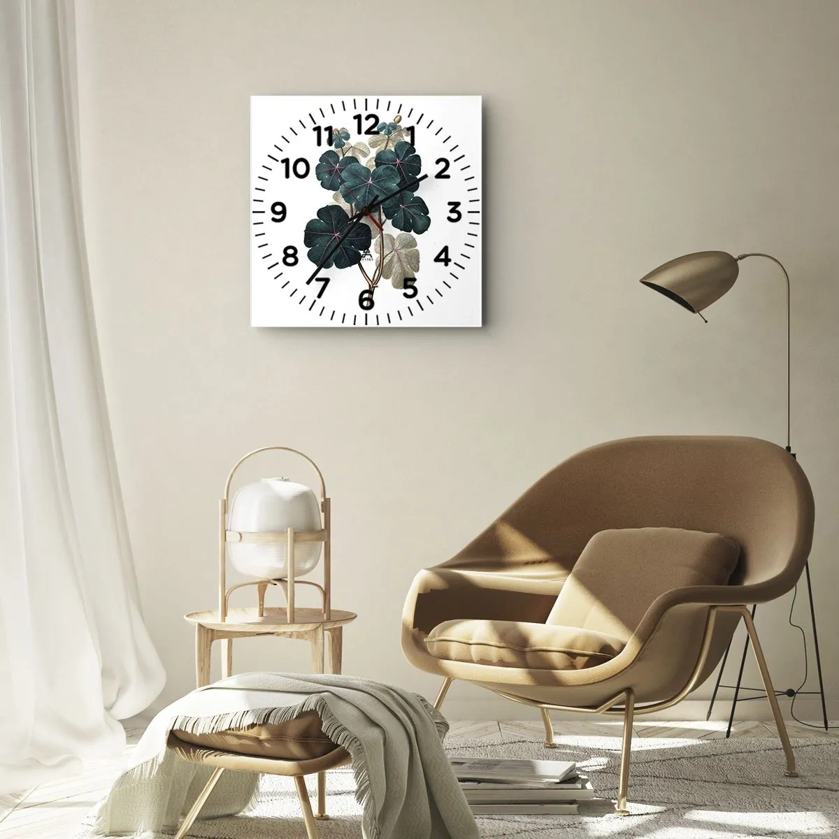 Relógio de parede - Relógio em vidro - Do antigo herbário - 40x40 cm